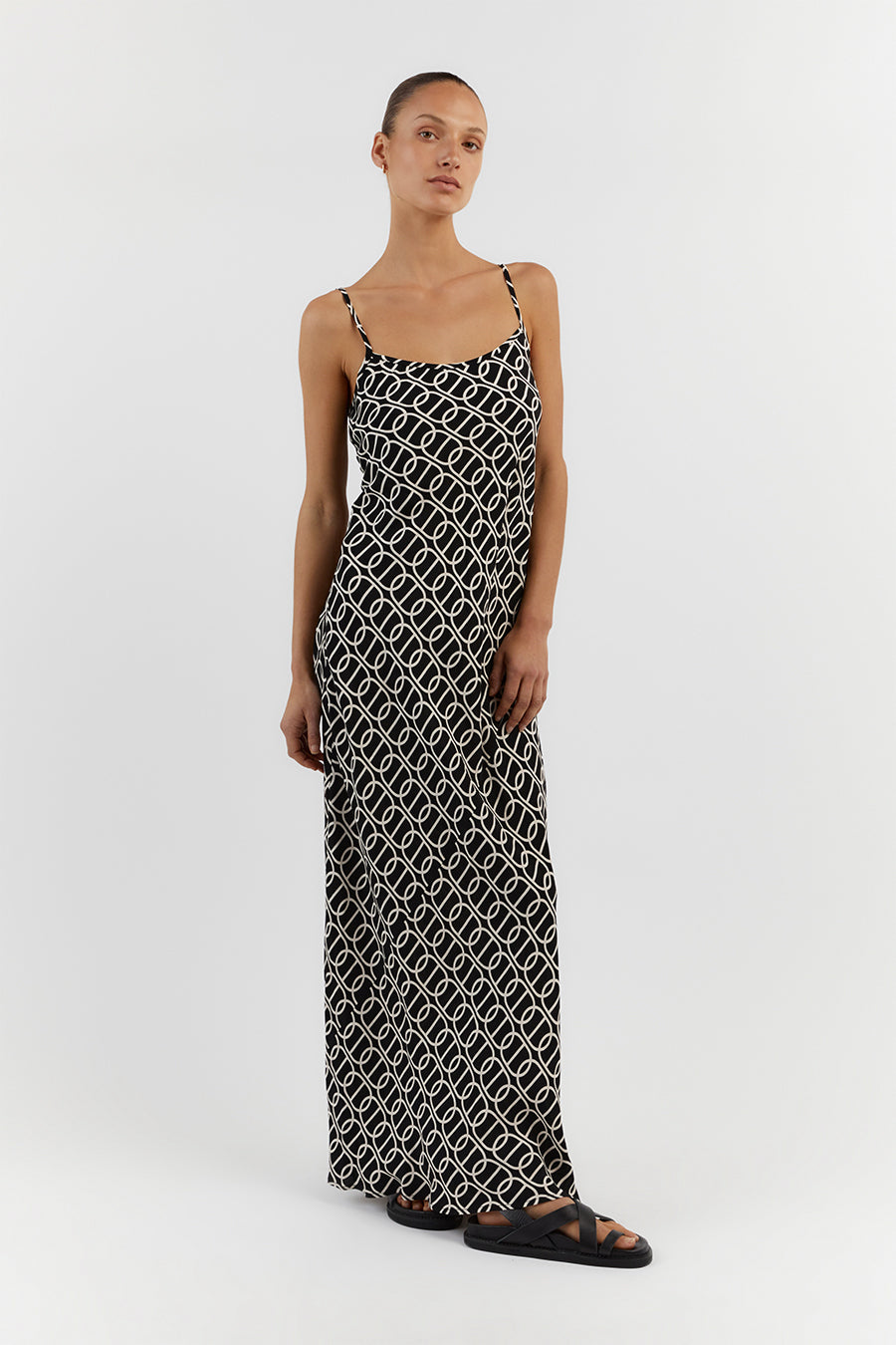 IZZIE CHAIN SCOOP SLIP MAXI DRESS