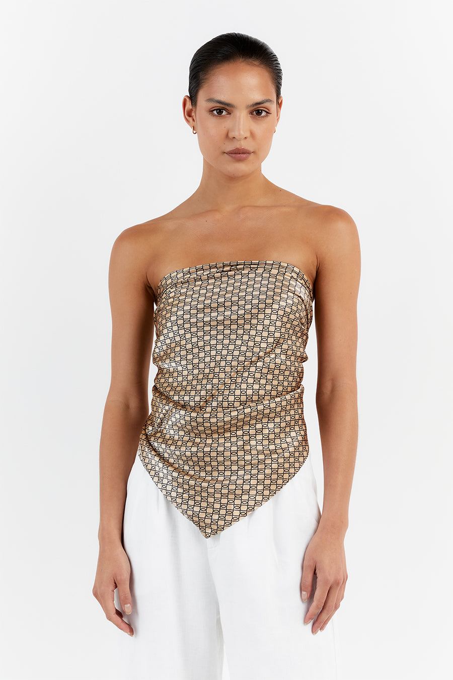 LOU SWIRL SATIN SCARF TOP