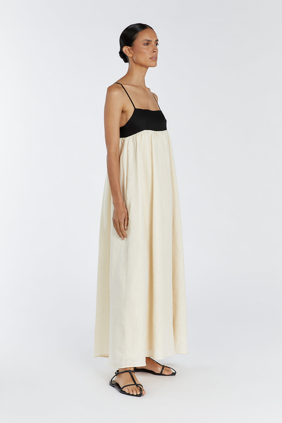ELENA BUTTERMILK LINEN MAXI DRESS