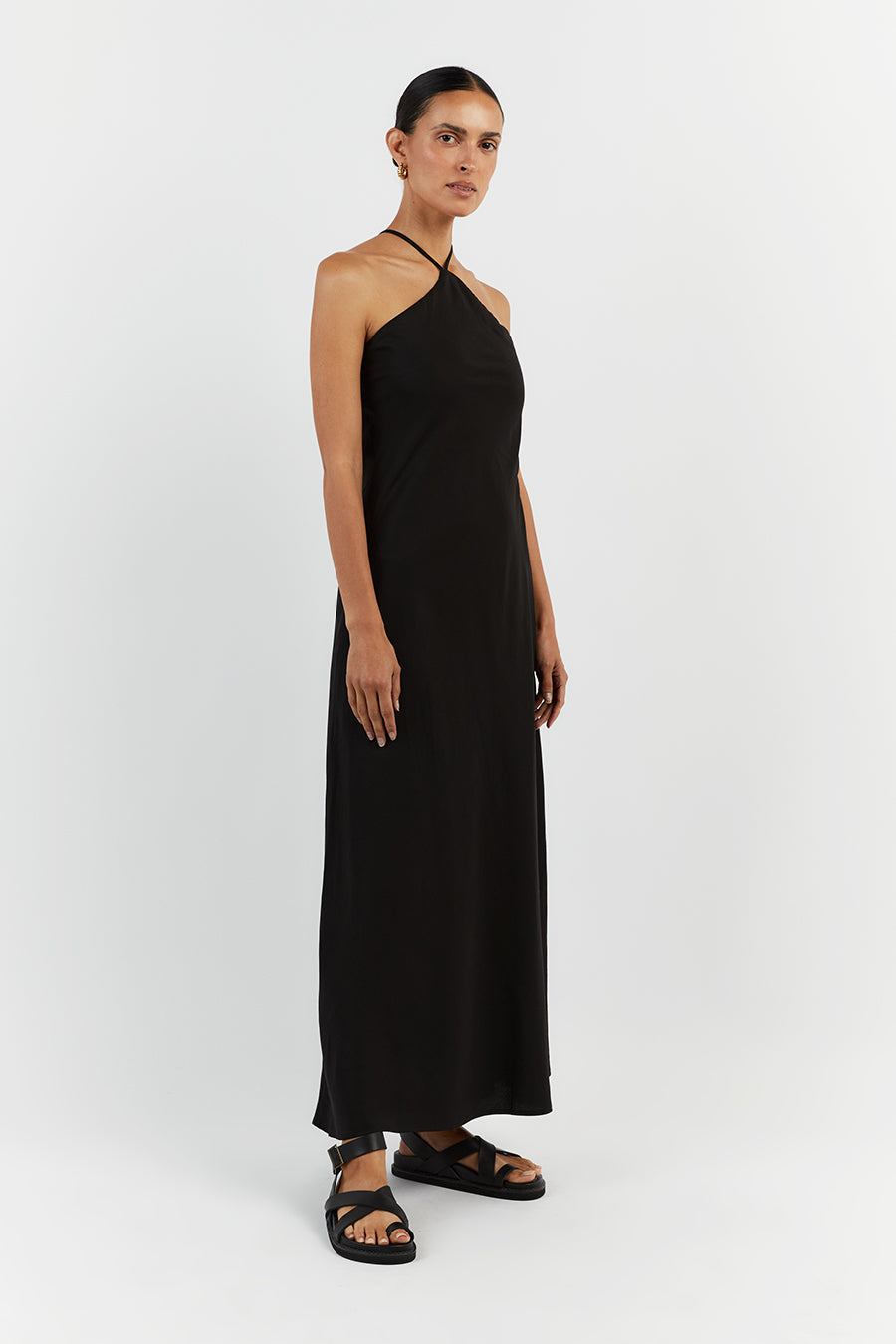 LEVI BLACK TENCEL BLEND MIDI DRESS