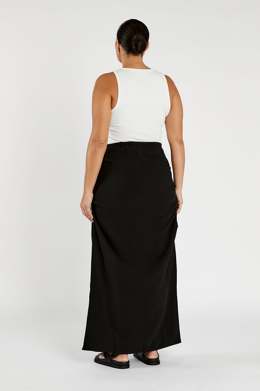 NILE BLACK ROUCHED MAXI SKIRT