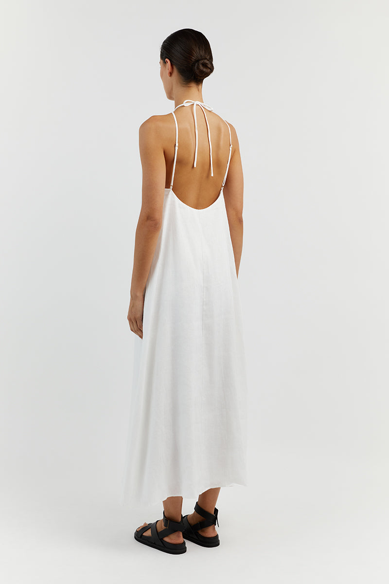 BREE WHITE LINEN MAXI DRESS