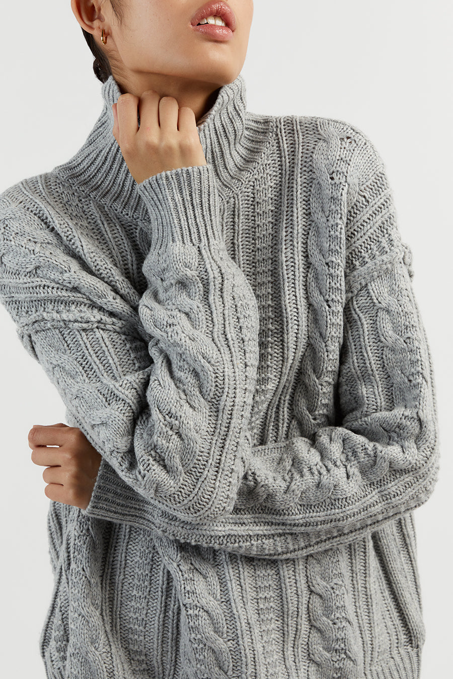 MARA GREY MARLE CABLE KNIT JUMPER
