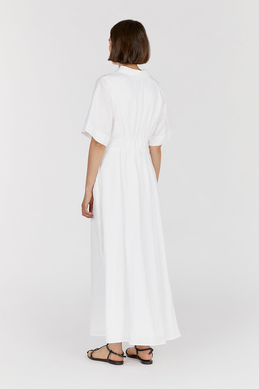 FRANNIE WHITE LINEN SHIRT DRESS