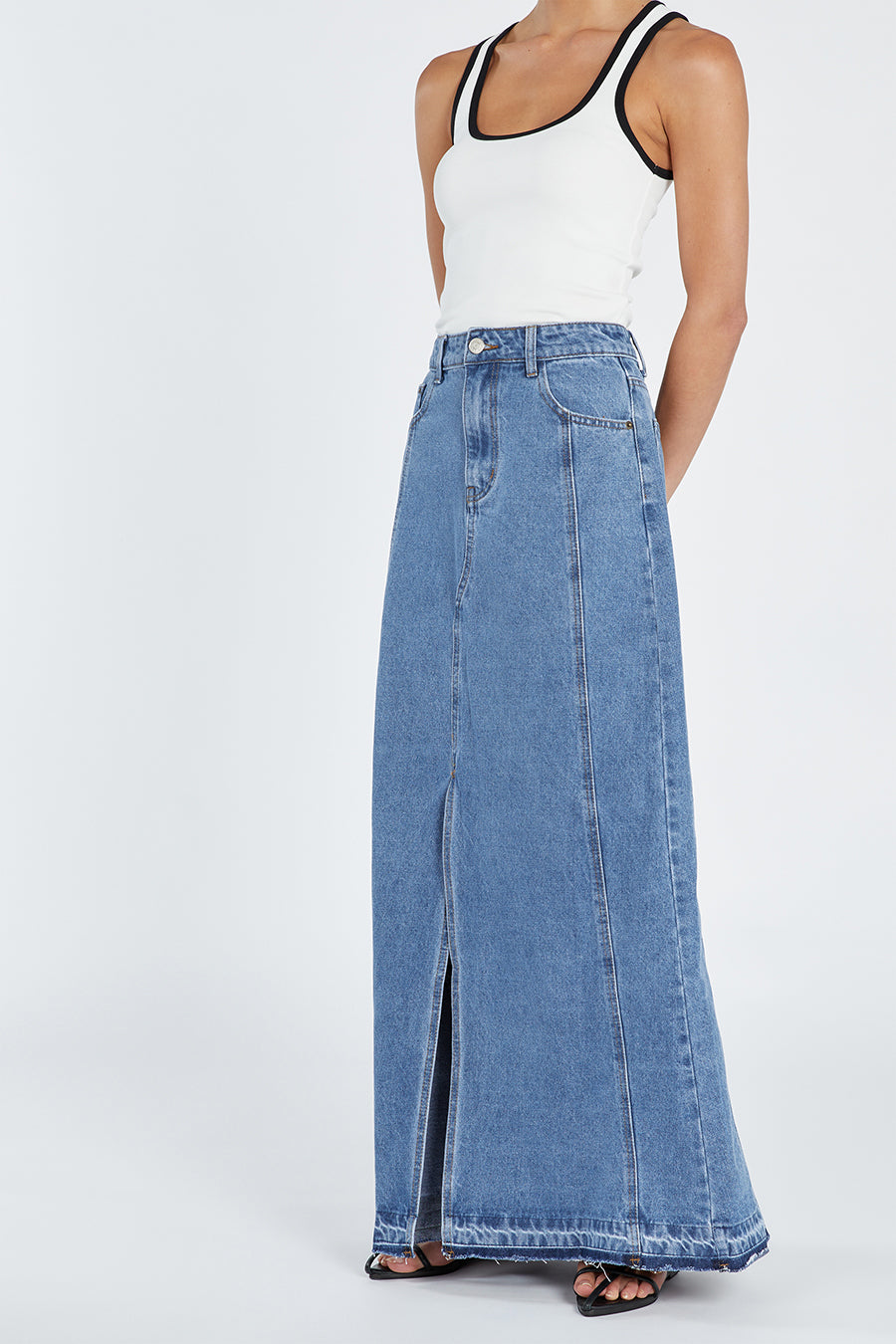 LENNON VINTAGE BLUE DENIM MAXI SKIRT