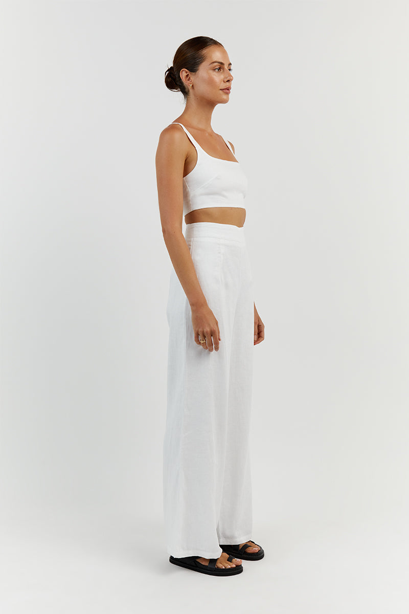 PENNY WHITE LINEN CROP TOP