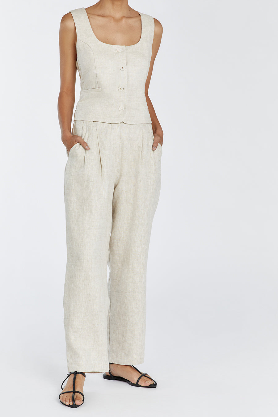 RYAN NATURAL LINEN TAPERED PANT