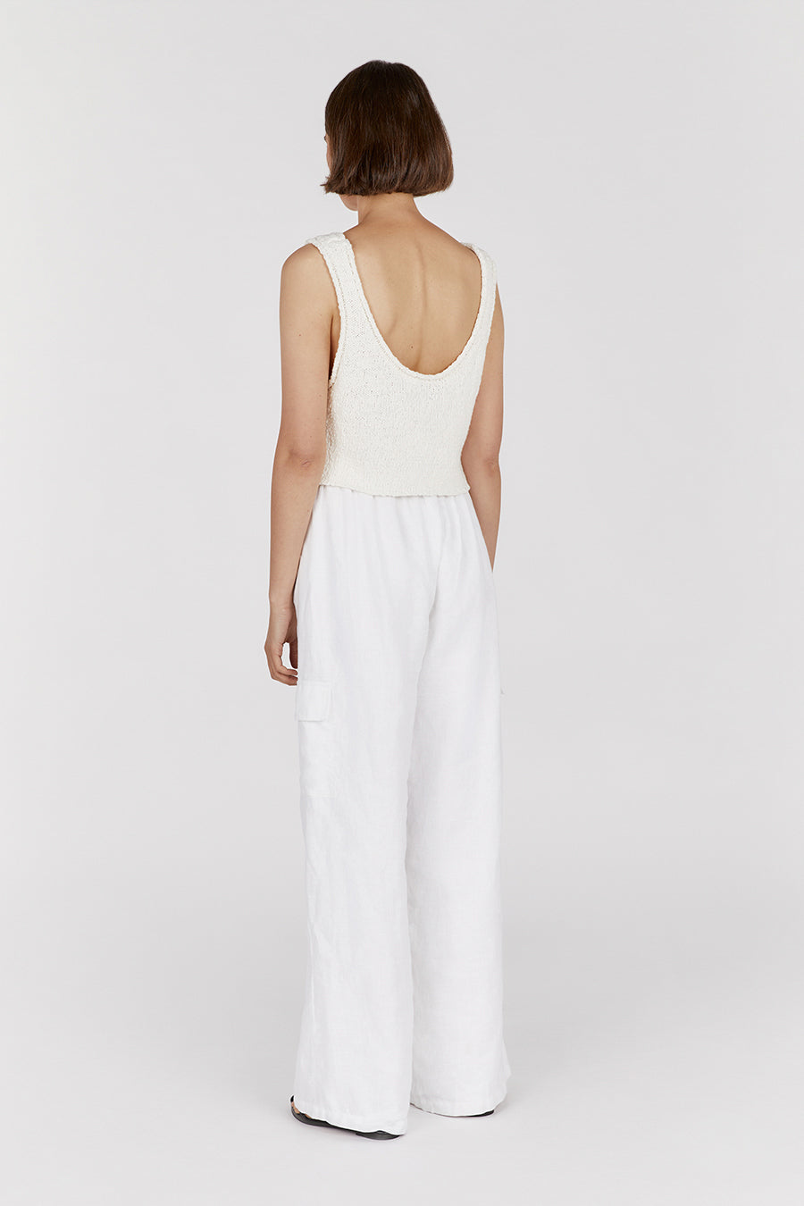 DION OFF WHITE BOUCLE CROP TOP