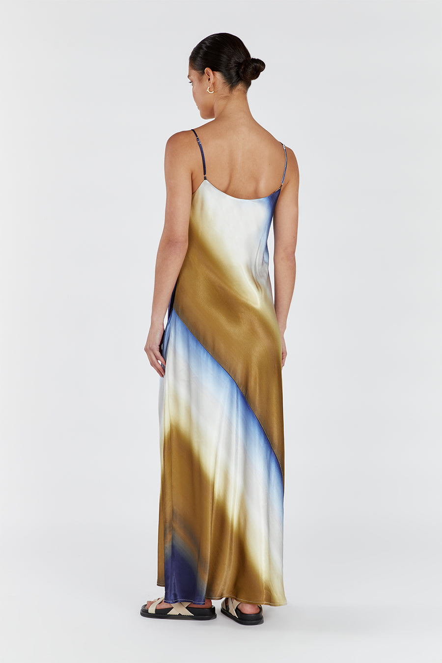 DENAI OMBRE SATIN MAXI DRESS