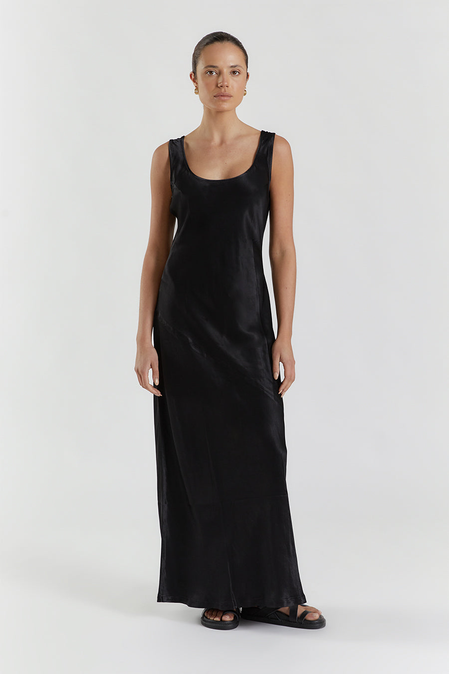 LEA BLACK SATIN MAXI DRESS