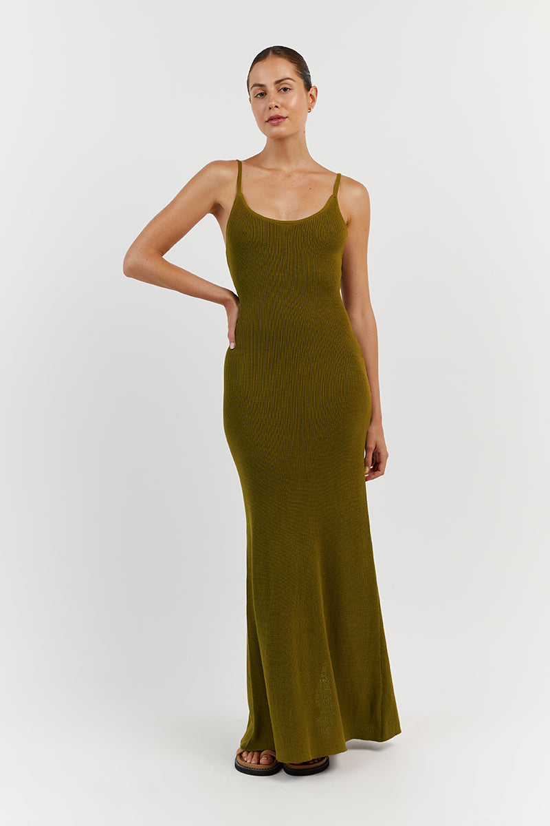 ASHER OLIVE KNIT DRESS