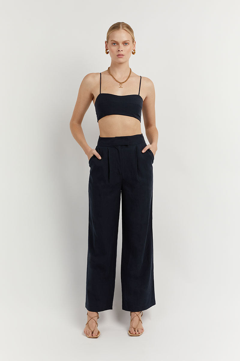 KARLA NAVY TENCEL BLEND CROP
