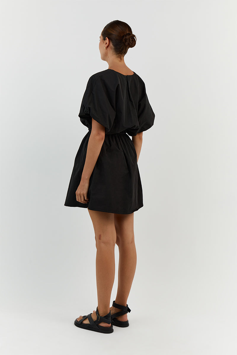 ELLA BLACK COTTON MINI DRESS