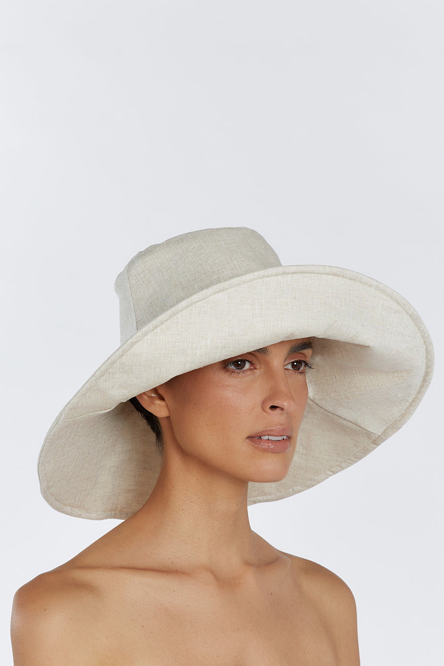 DIANA NATURAL LINEN WIDE BRIM HAT