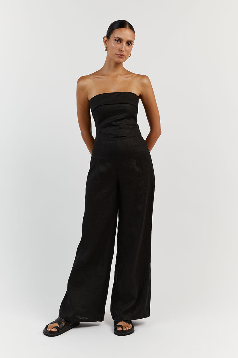 LILY BLACK LINEN CORSET