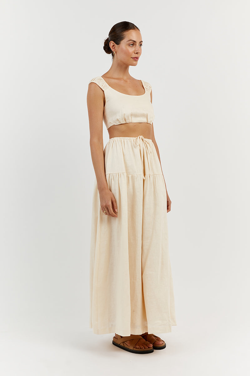 ABBY BUTTER LINEN CROP TOP