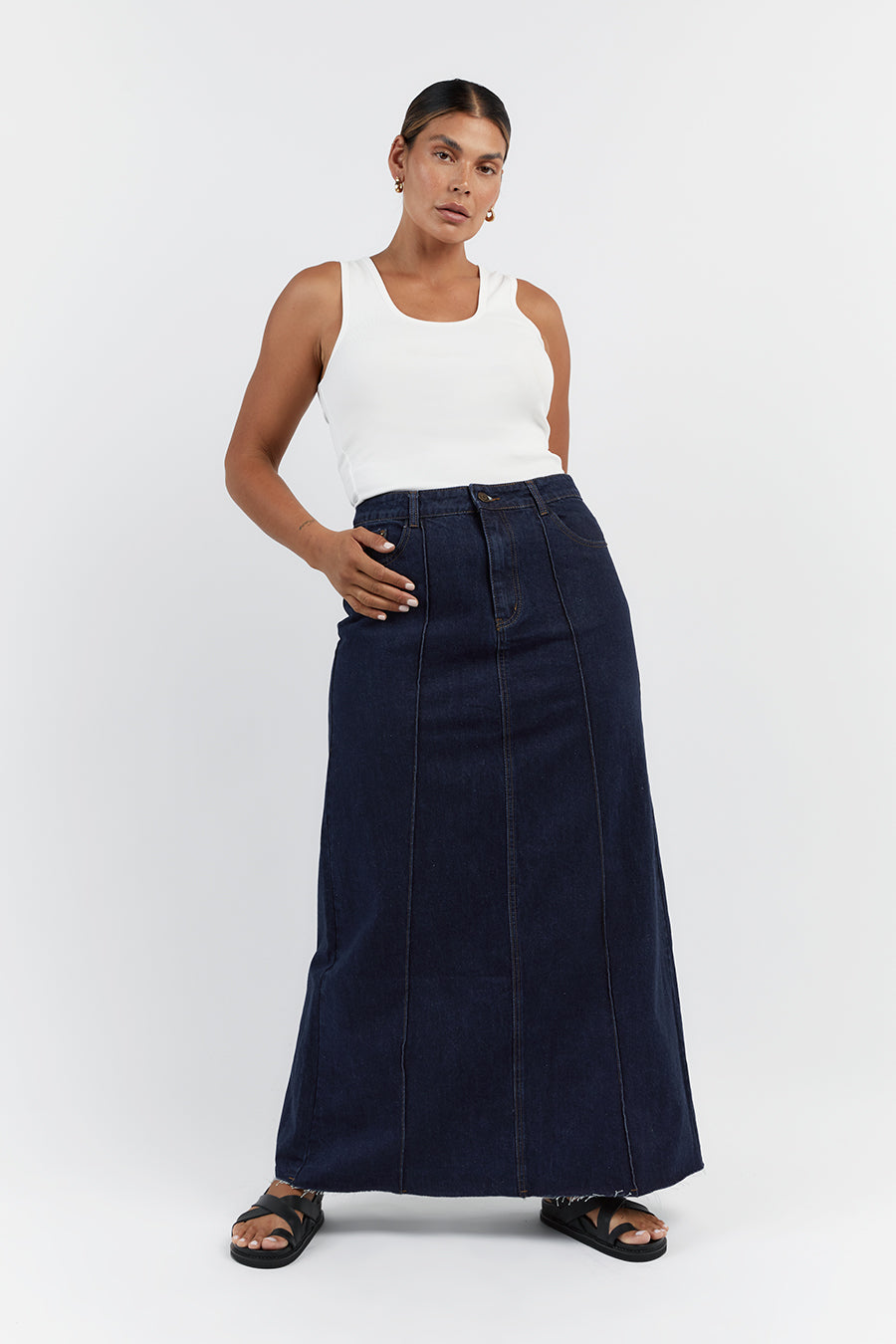DELLA INDIGO COLUMN DENIM SKIRT