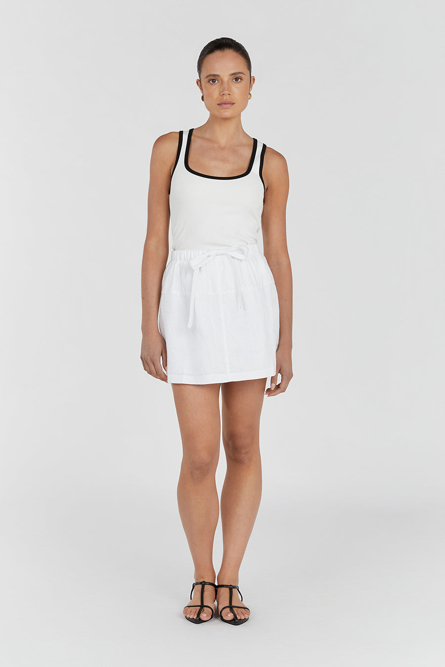 GINGER WHITE LINEN MINI SKIRT
