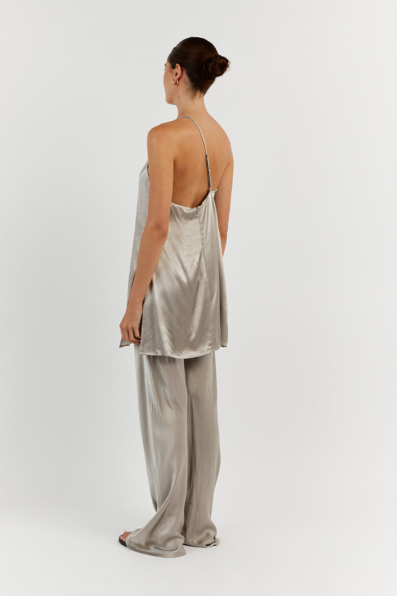 RIO PEWTER ONE SHOULDER TUNIC TOP