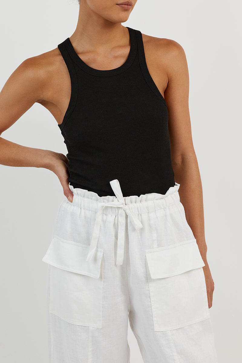 ISLA WHITE LINEN CARGO PANT