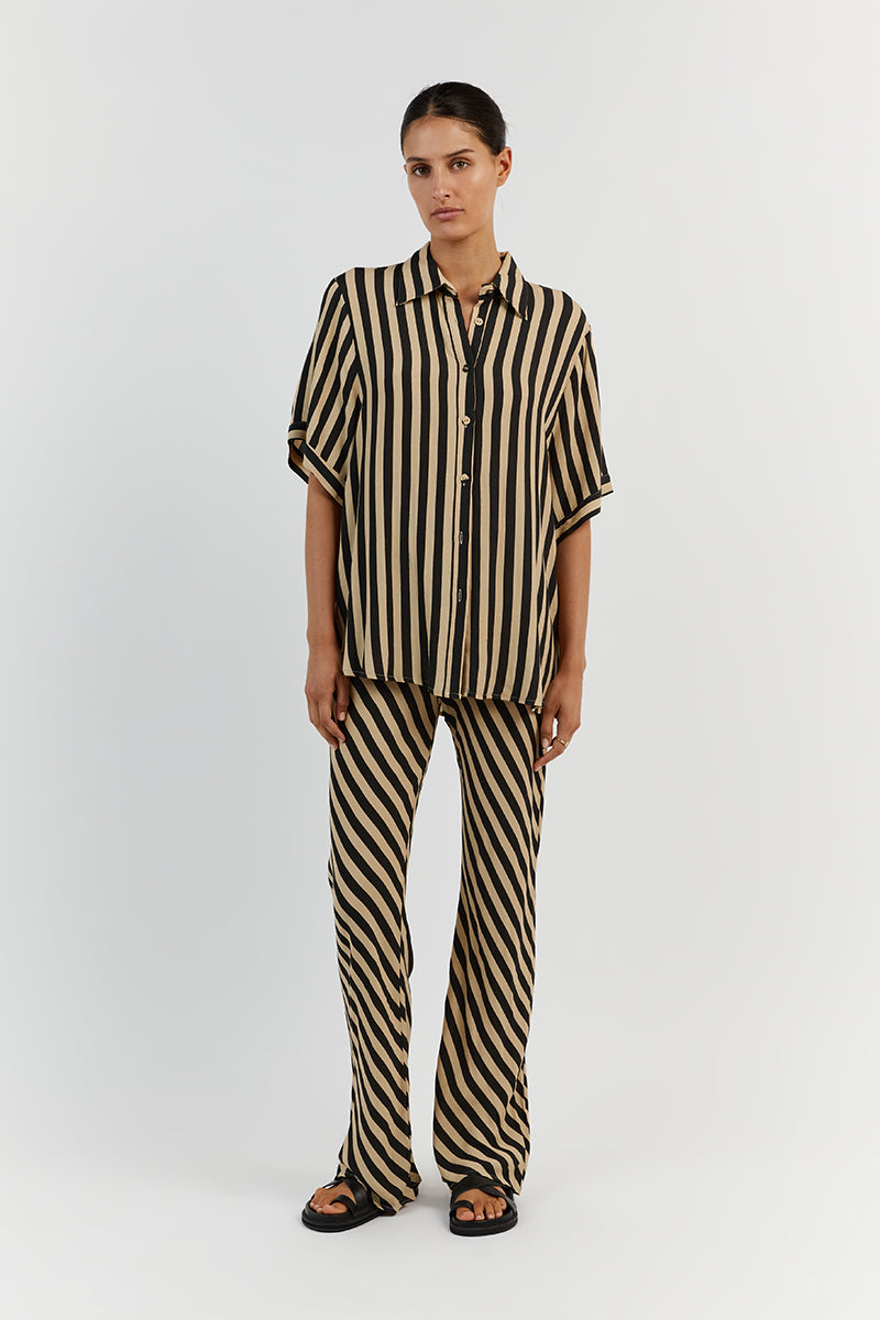 CLEMENCE WHEAT STRIPE BIAS CUT PANT