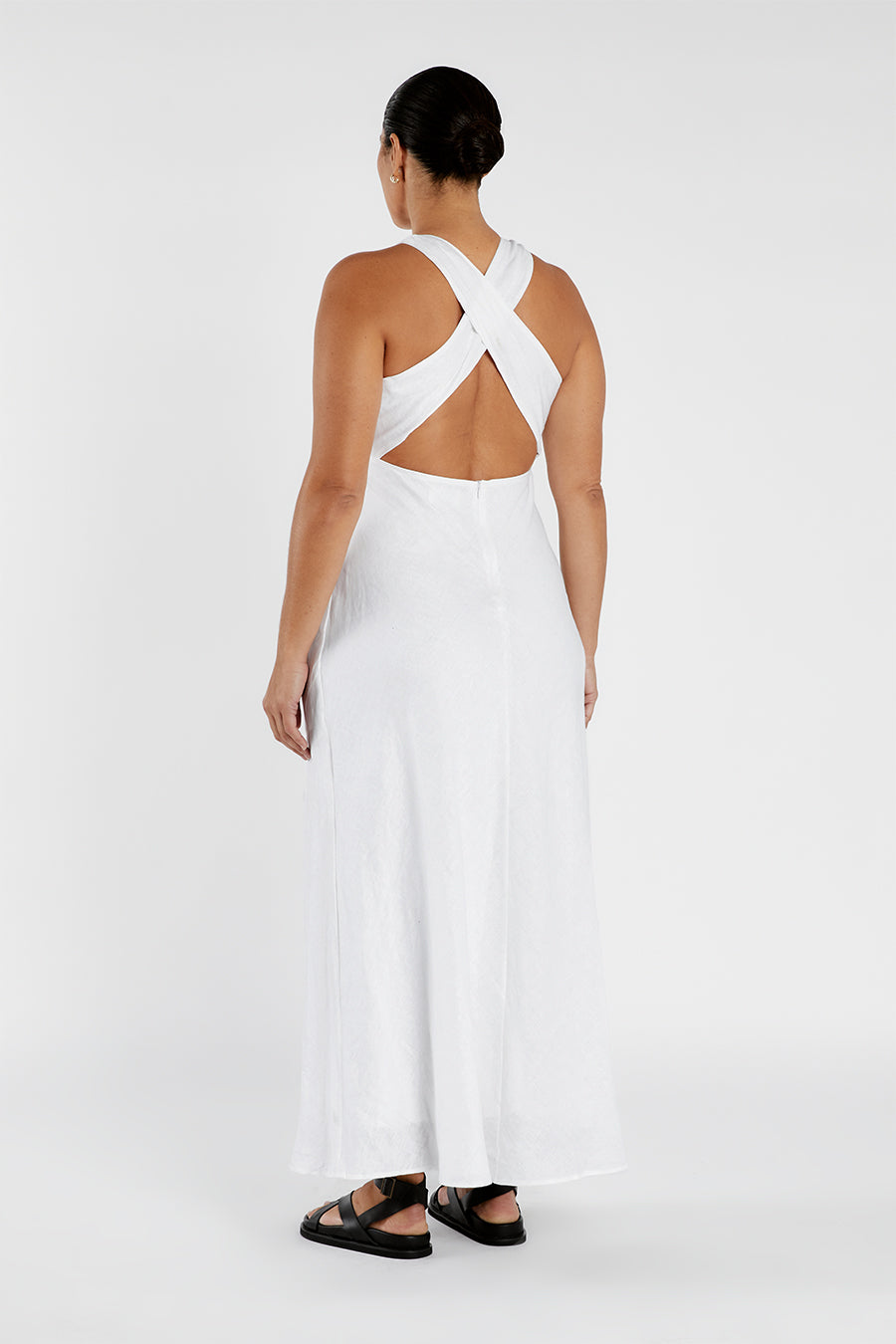 ROSE WHITE LINEN MAXI DRESS