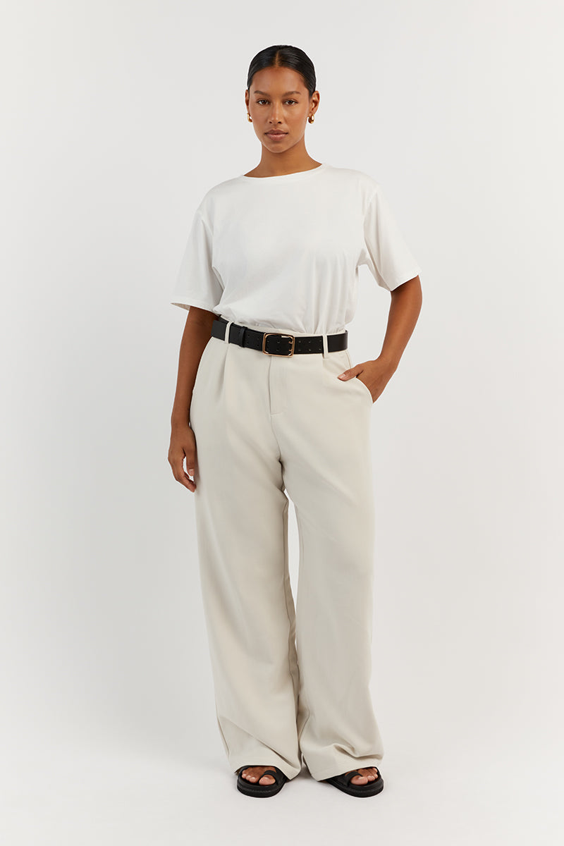 CHARLOTTE OFF WHITE CREW NECK TEE