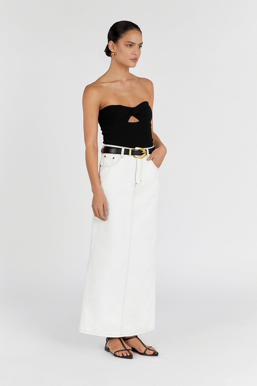 BIANCA BLACK BANDEAU KNIT TOP