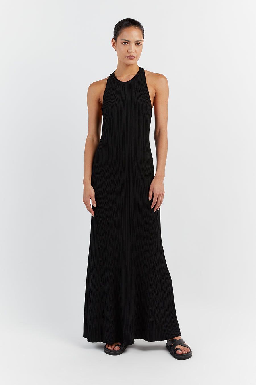 RIVER BLACK BACKLESS MAXI DRESS
