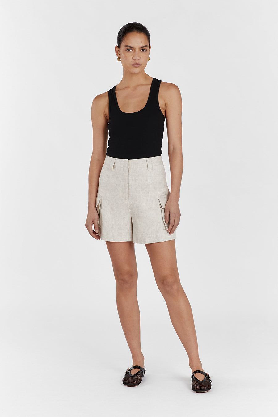 INGRID NATURAL LINEN CARGO SHORT