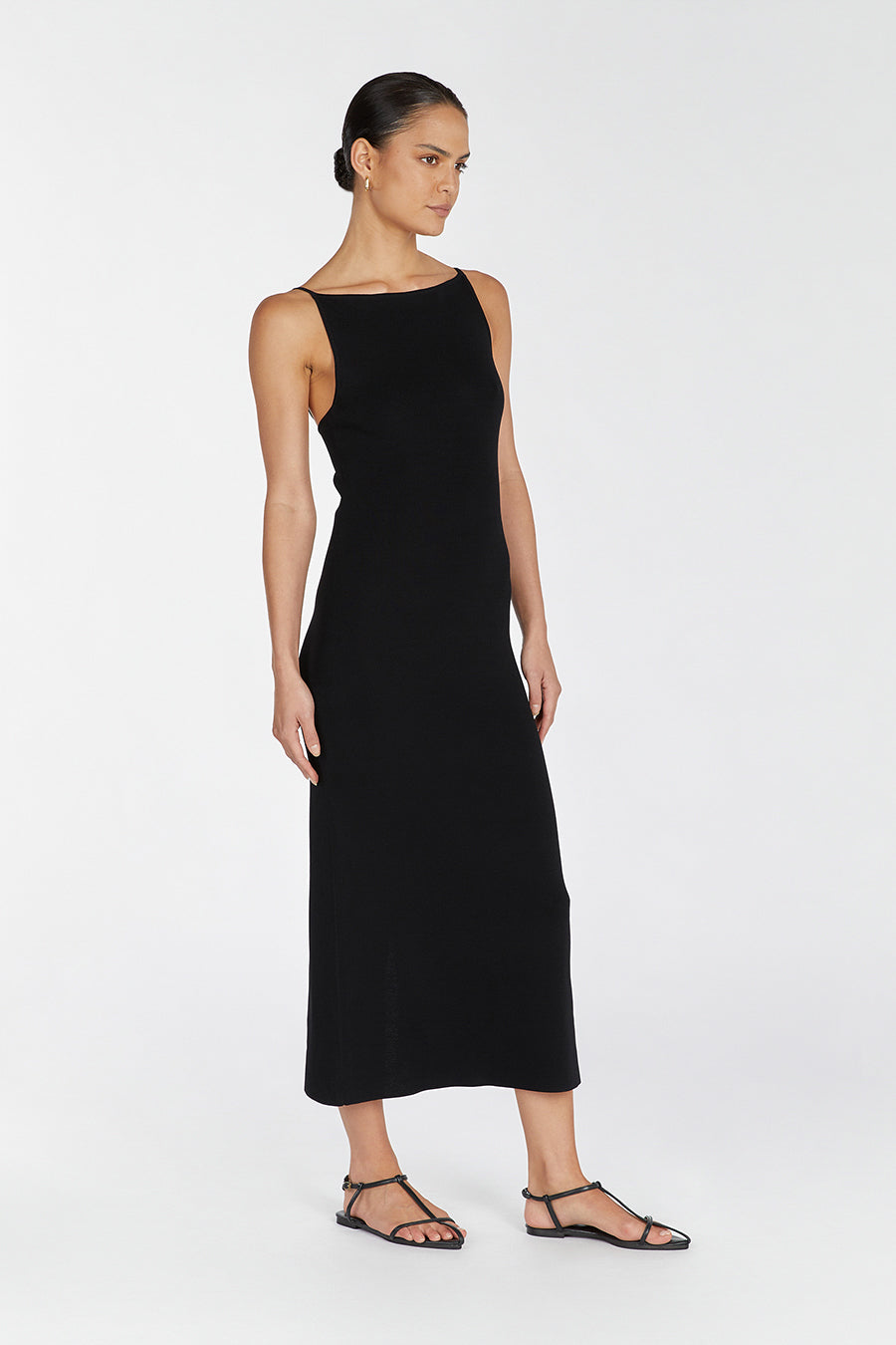 TAYLOR BLACK KNIT MIDI DRESS