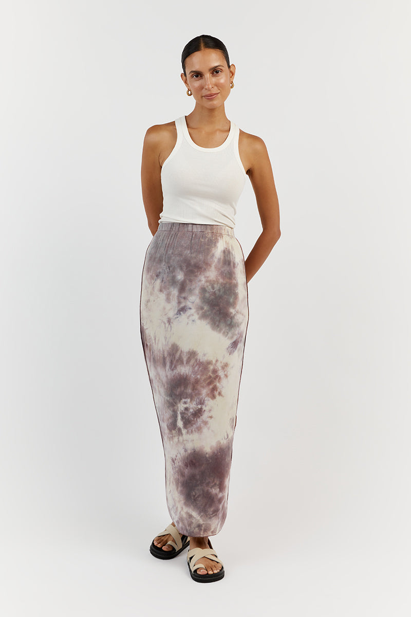 COCO MAUVE TIE DYE MIDI SKIRT