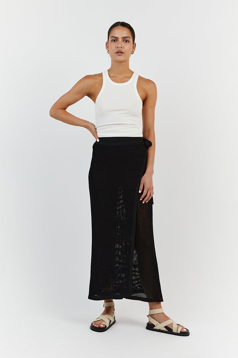 OPHELIA BLACK CROCHET WRAP SKIRT