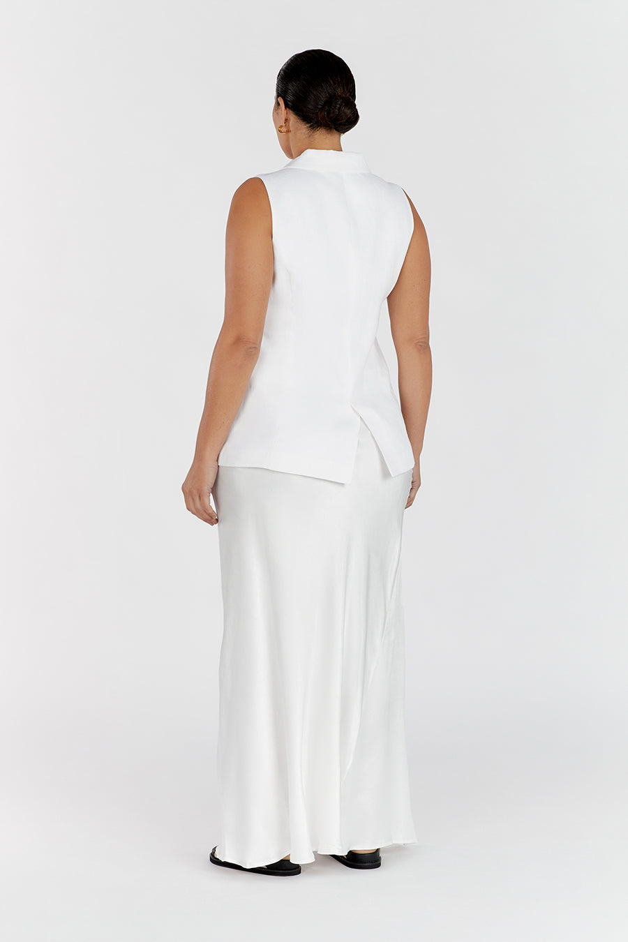 KRISTIN WHITE LINEN LONGLINE VEST