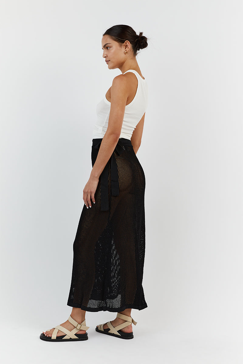 OPHELIA BLACK CROCHET WRAP SKIRT