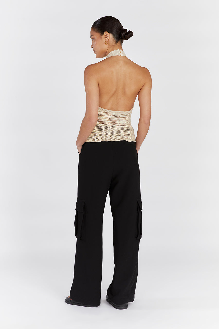 ZADIE NATURAL CROCHET HALTER TOP