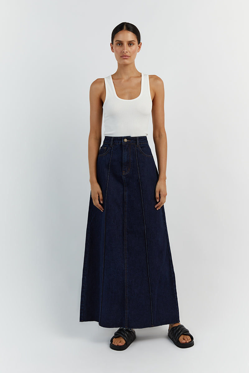 DELLA INDIGO COLUMN DENIM SKIRT
