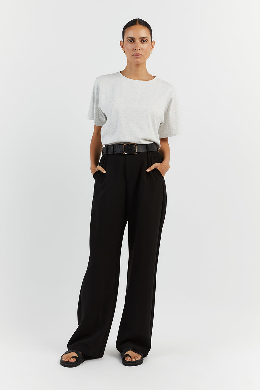 CHARLOTTE GREY MARLE CREW NECK TEE