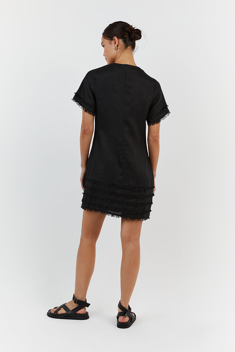 GEORGIE BLACK LINEN MINI DRESS