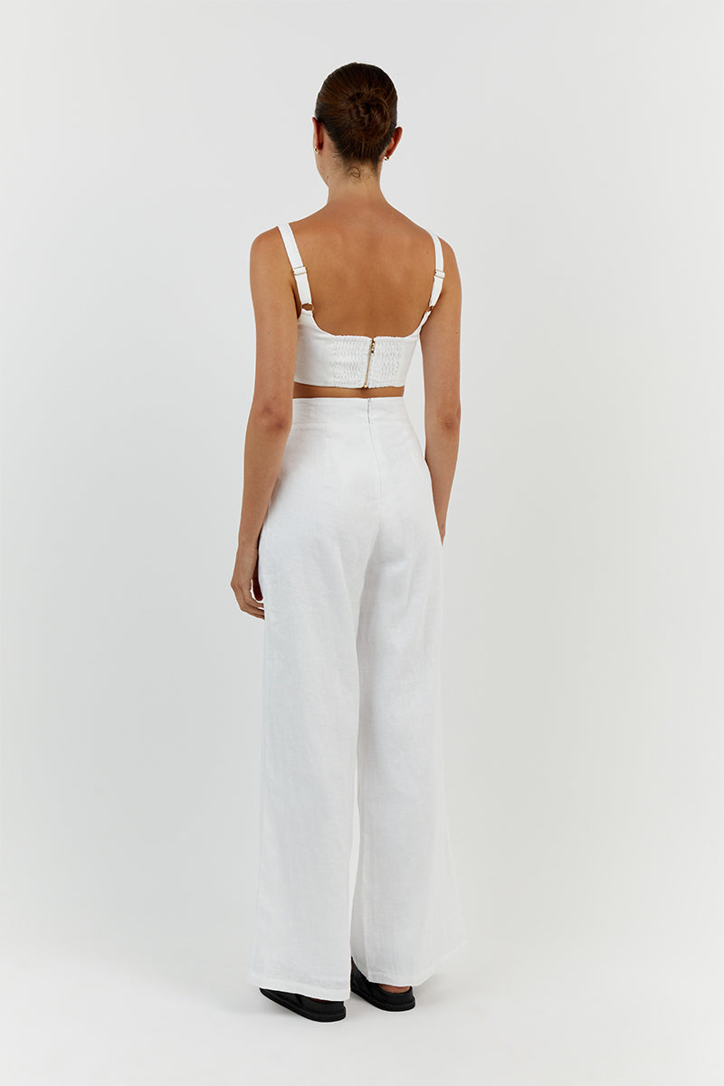 PENNY WHITE LINEN CROP TOP