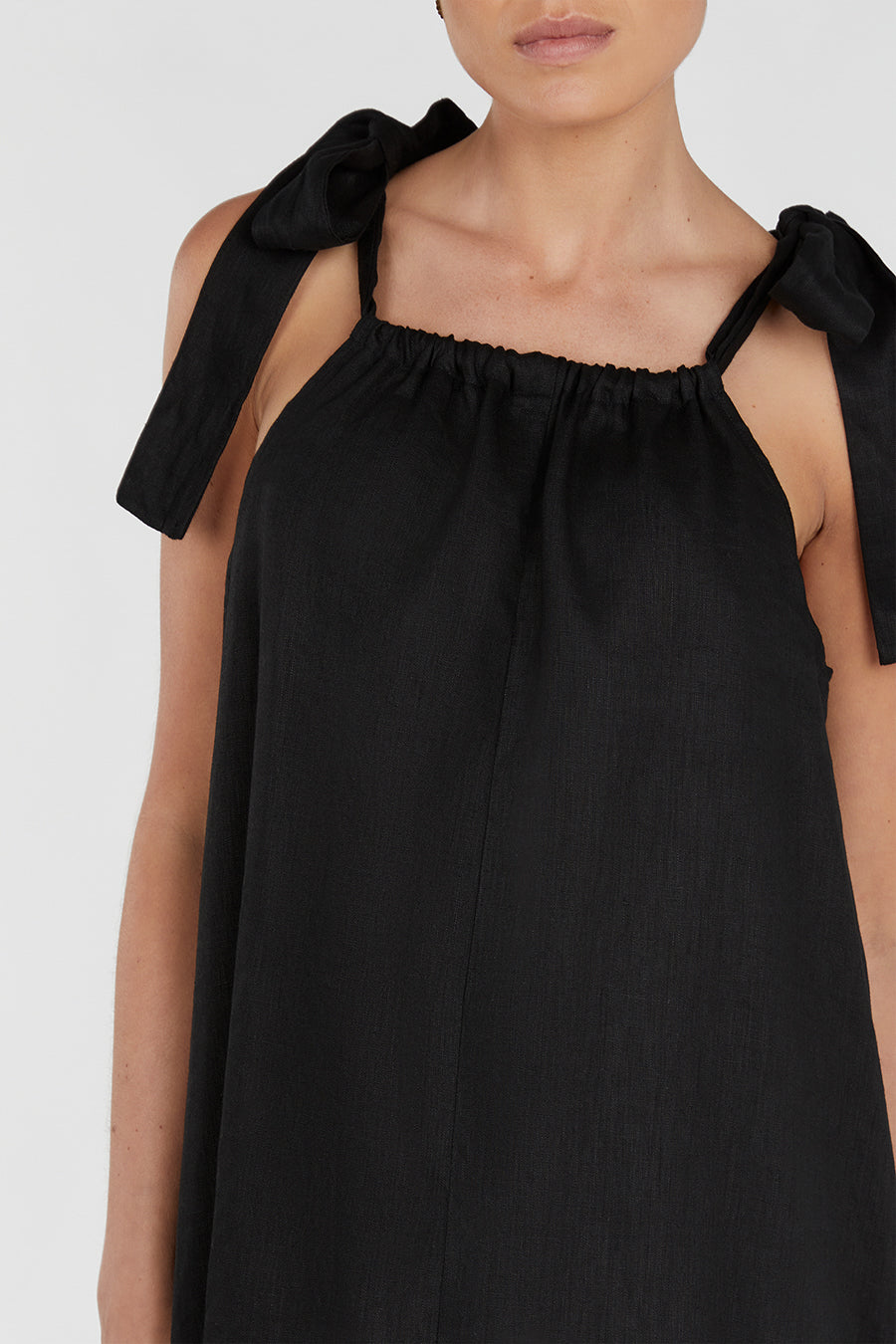 SAYLOR BLACK BOW LINEN MAXI DRESS