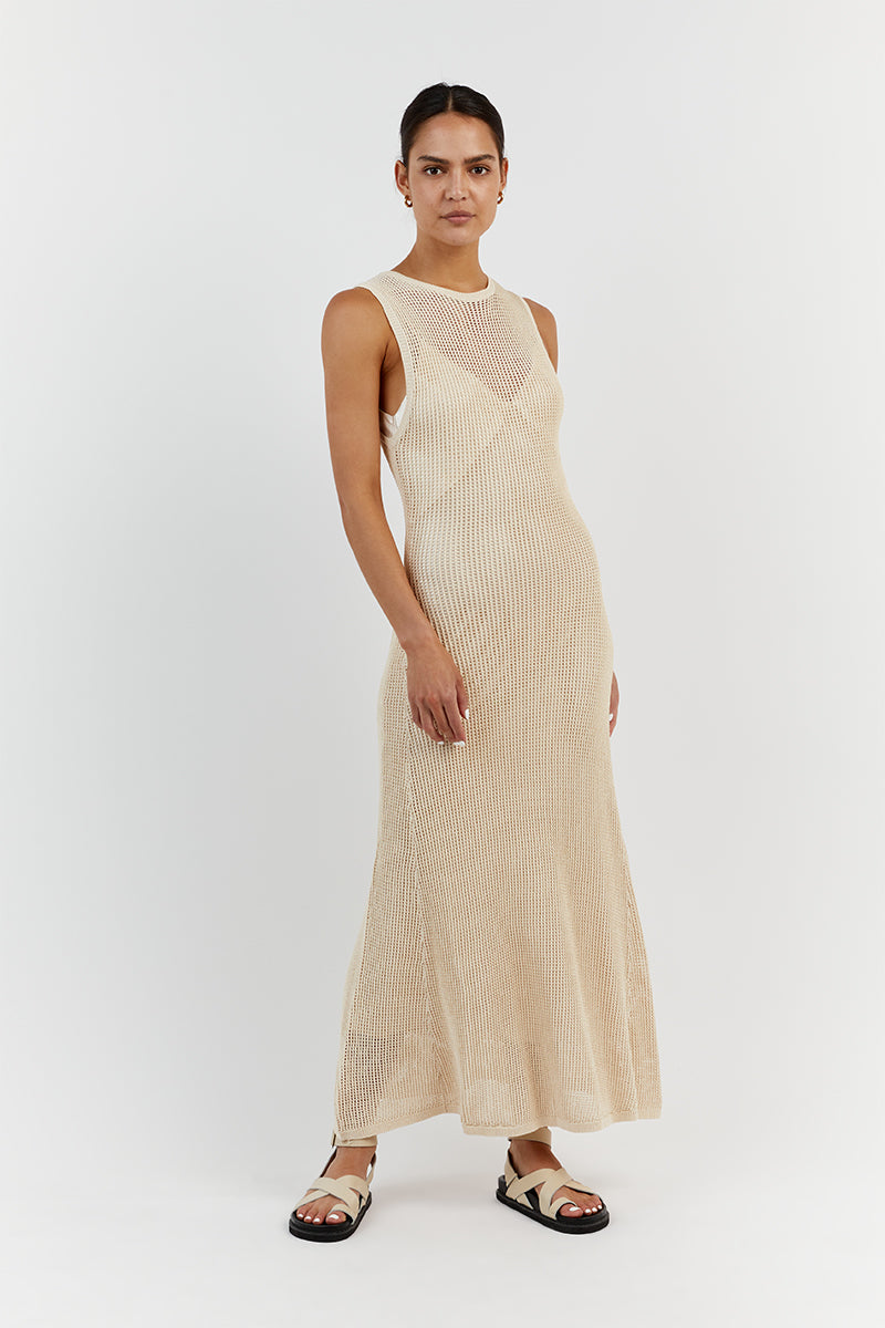 OPHELIA NATURAL CROCHET MAXI DRESS