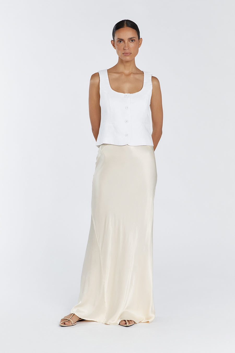 CHARLI CREAM SATIN MAXI SKIRT
