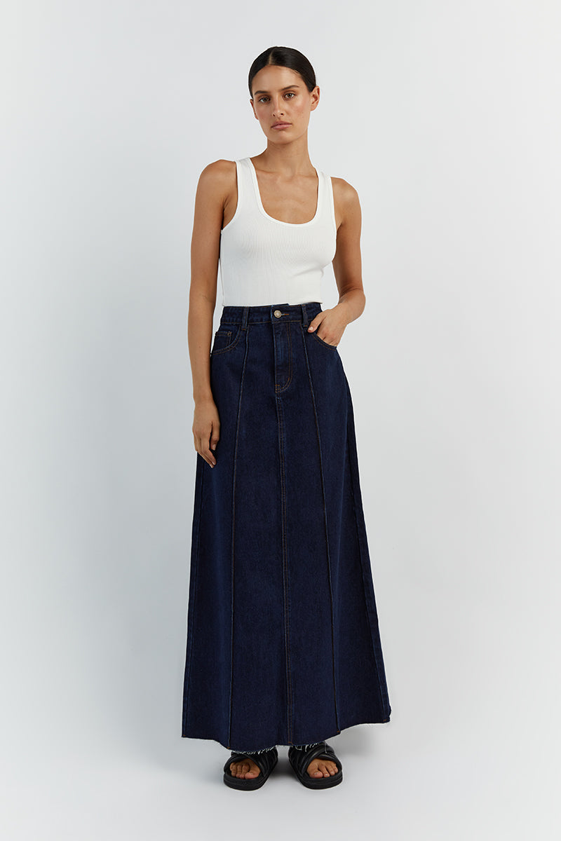 DELLA INDIGO COLUMN DENIM SKIRT
