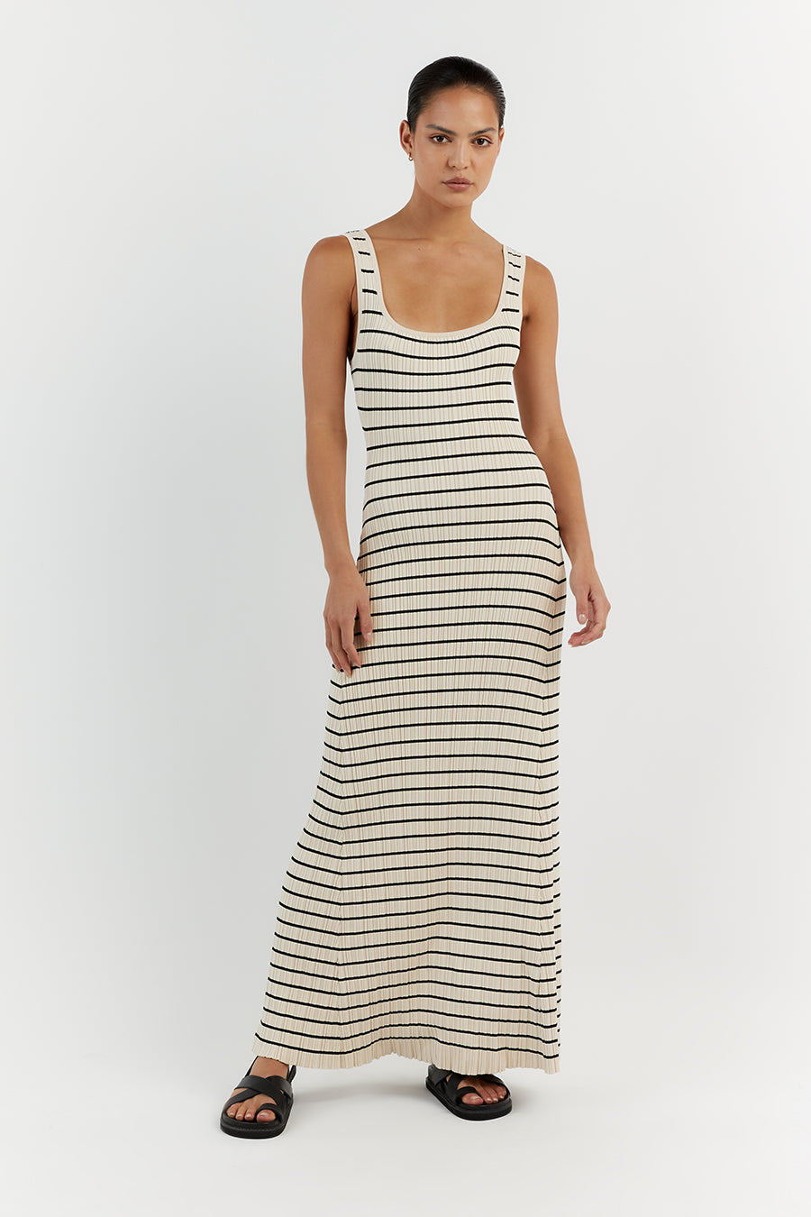 BILLIE BUTTER STRIPE MIDI DRESS