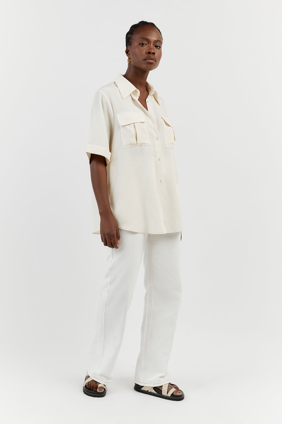 AMELIA OFF WHITE SAFARI SHIRT