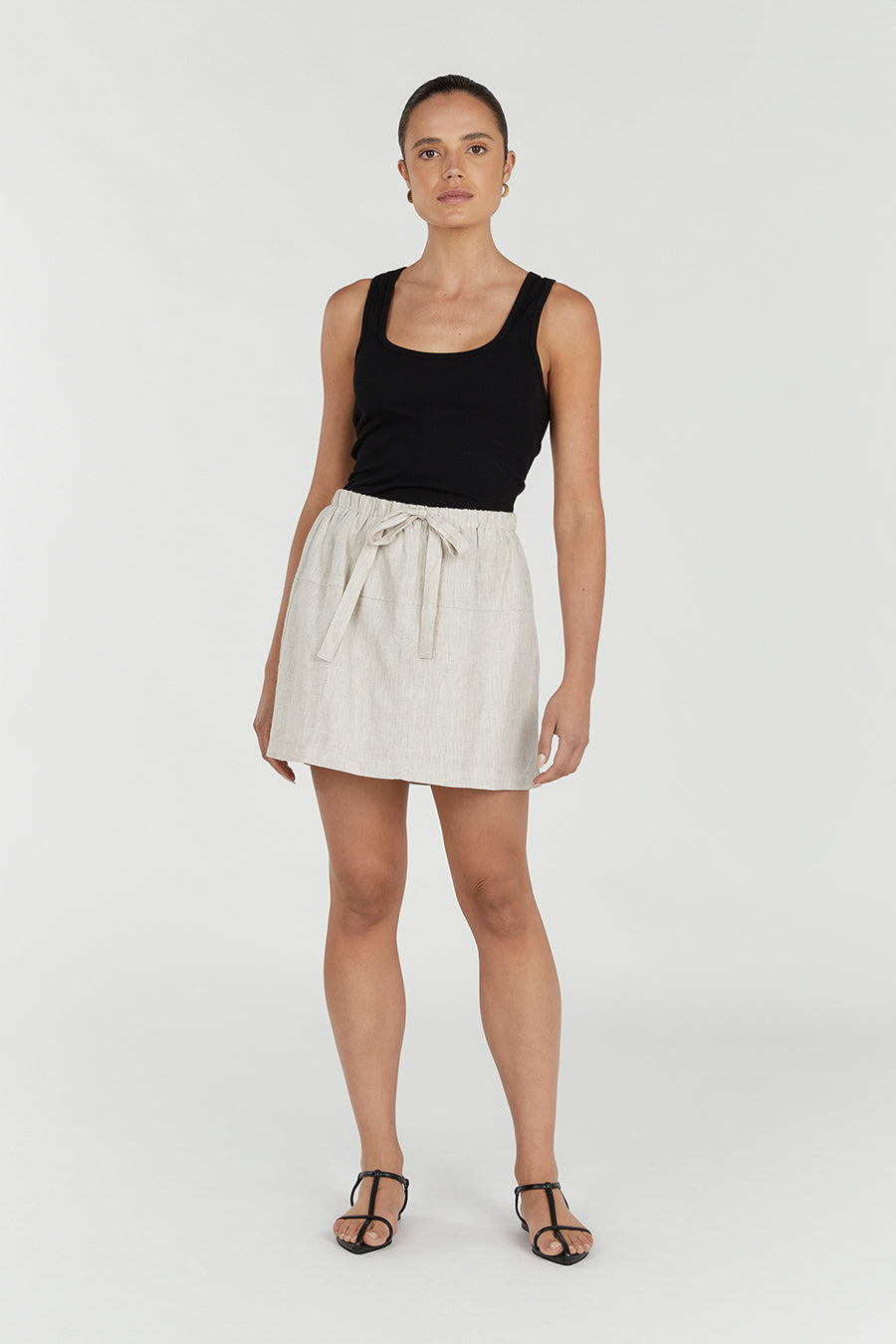 GINGER NATURAL LINEN MINI SKIRT