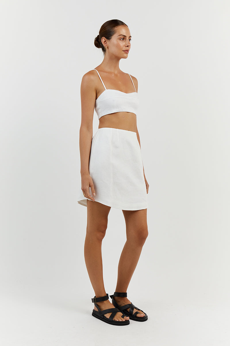 VIENNA WHITE LINEN MINI SKIRT
