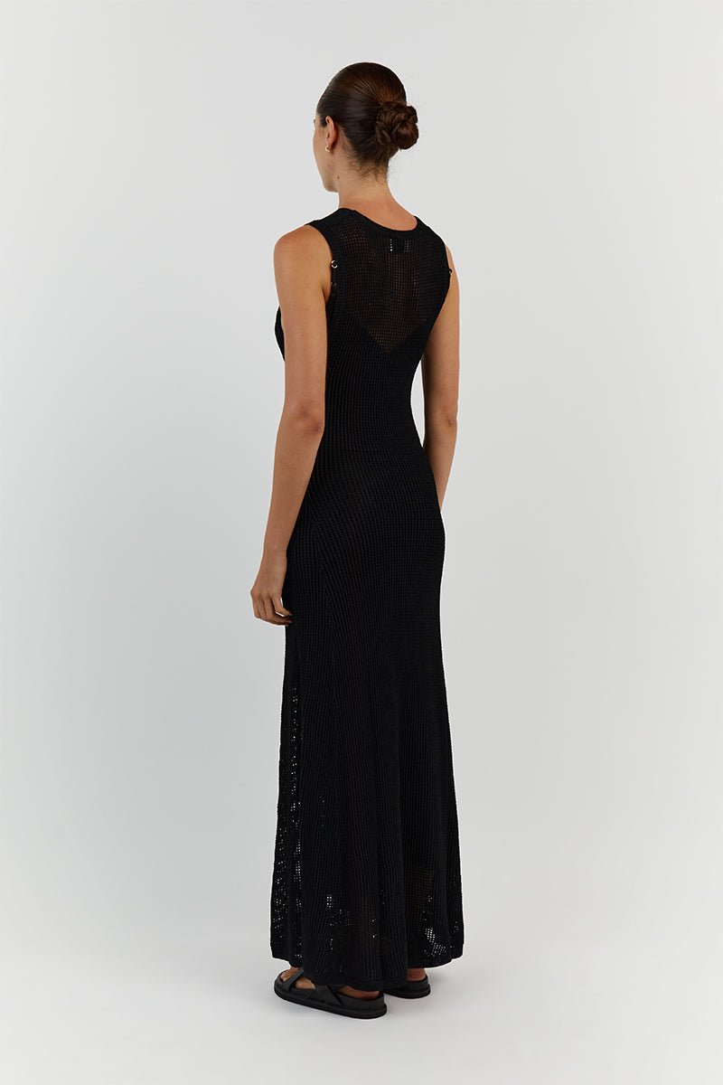 OPHELIA BLACK CROCHET MAXI DRESS