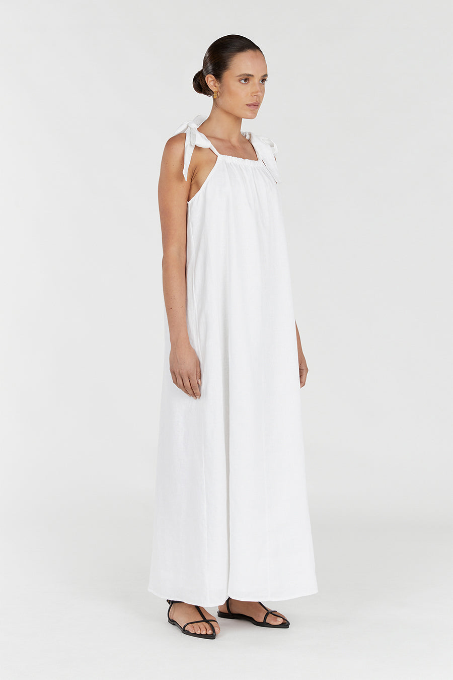 SAYLOR WHITE BOW LINEN MAXI DRESS